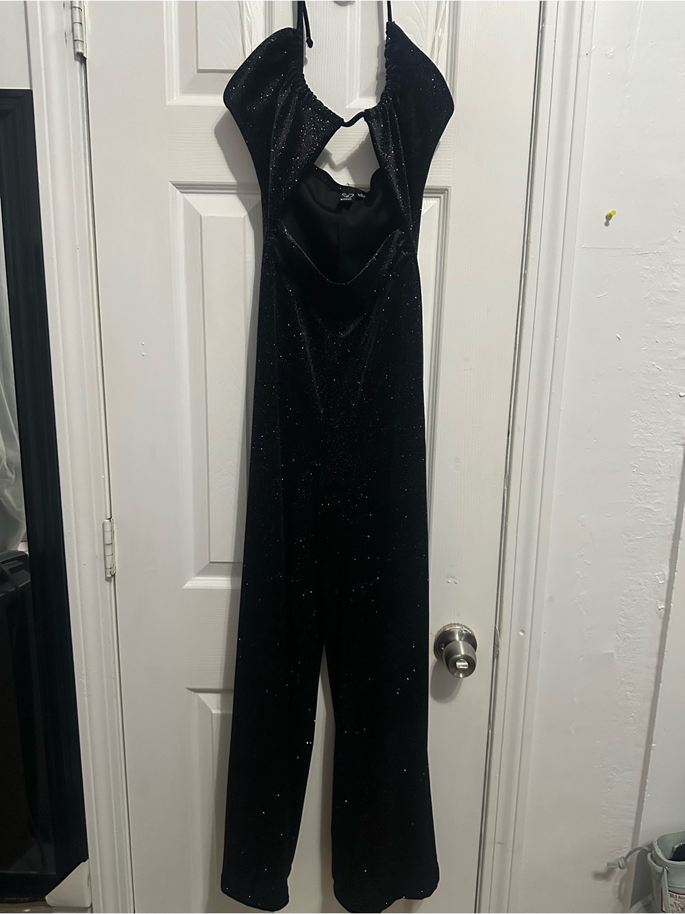 Windsor Black Sparkle Backless Jumpsuit